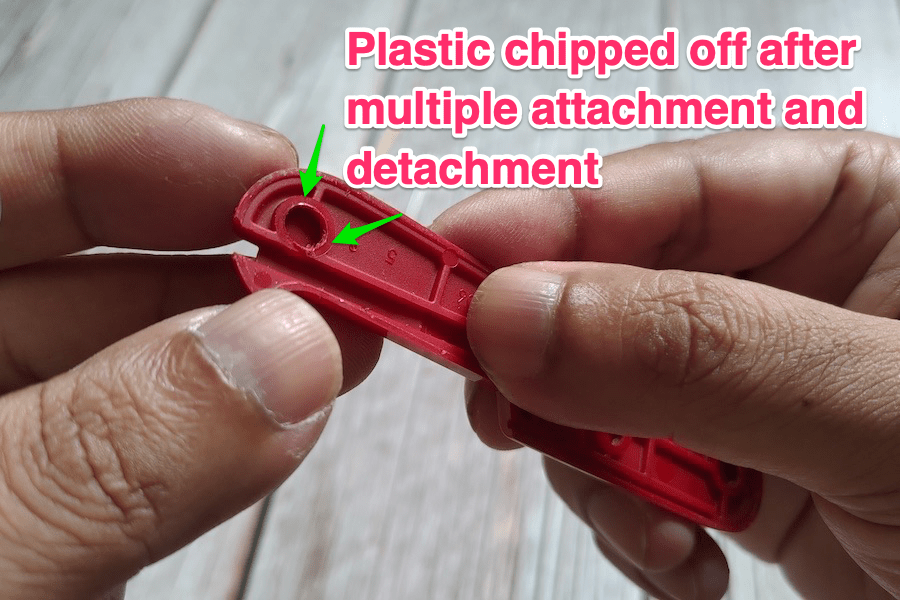 Plastic chipped off from scale